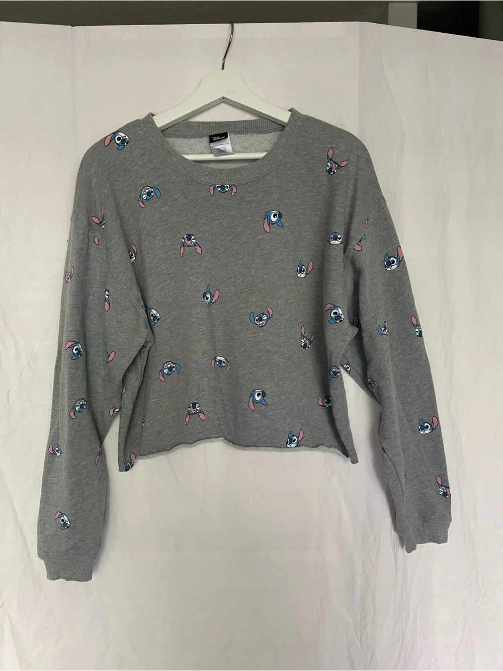 Disney Lilo & Stitch All-Over Print Cropped Sweatshirt Size XL Y2K Lounge Street